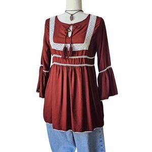 Ariat - Rustic Boho Peasant Style Tunic Top with Bell Sleeves | Size Small
